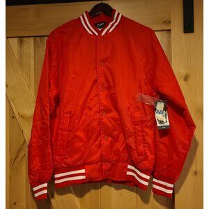 New! Vintage 1980s RED Trax Activewear Men's L Nylon Windbreaker Jacket Lined